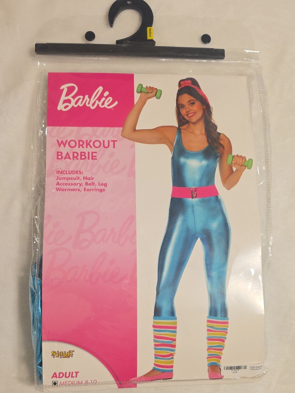 Halloween Costume Barbie Metallic Blue Workout Jumpsuit with Pink Belt